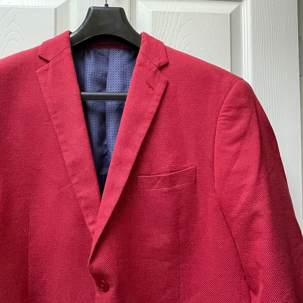 US Polo‎ Assn. 2 Button Red & White Dot Sport Jacket Blazer Size 44R Stretch